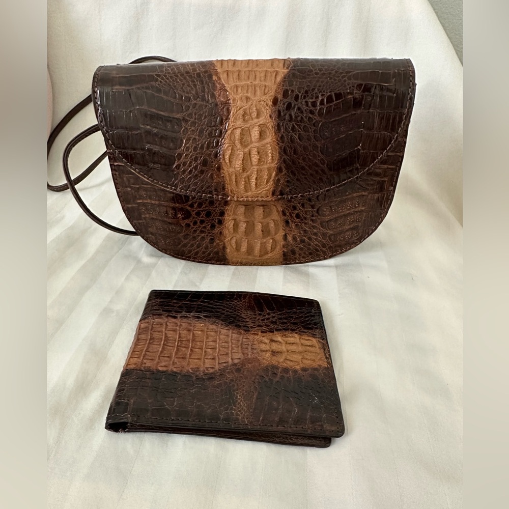 Vintage Crocodile Skin Crossbody Bag & Wallet (can sell separately)